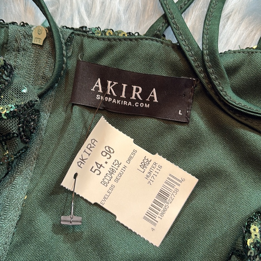 NWT AKIRA Green Sequins Mini Dress sz L - Picture 7 of 10